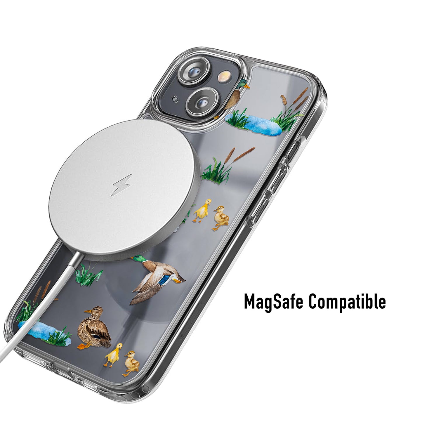 Cute duck phone case with MagSafe compaatibility for easy wireless charging