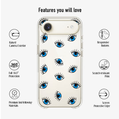 evil eye phone case with anti-yellowing materials, scratch-resistant print and 360 protection