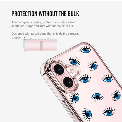 Phone case with eye pattern and raised camera for extra lens protection