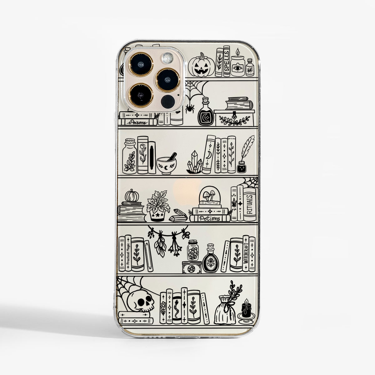 Witchy Bookshelf Clear Phone Case