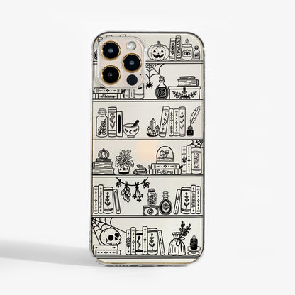 Witchy Bookshelf Clear Phone Case