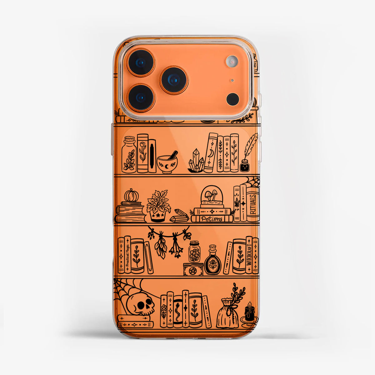 Witchy Bookshelf Clear Phone Case