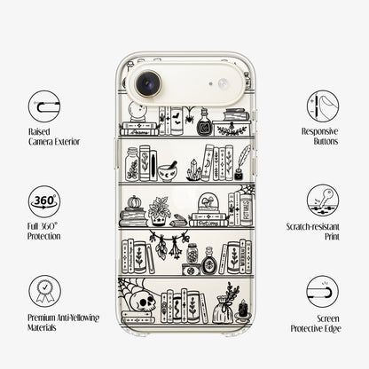 Witchy Bookshelf Clear Phone Case