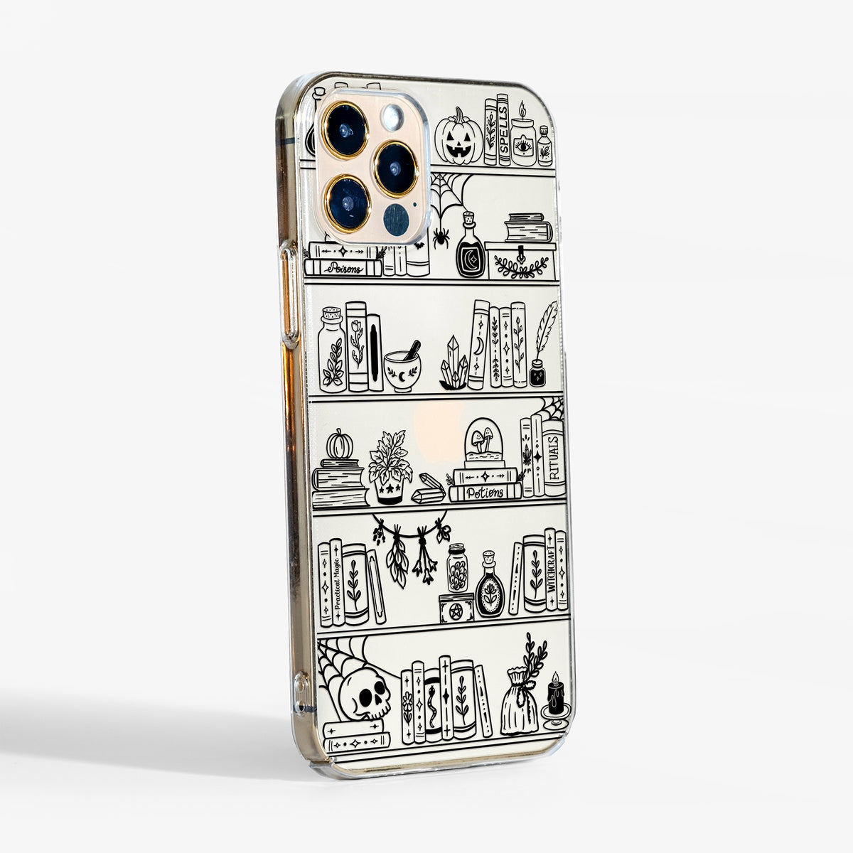 Witchy Bookshelf Clear Phone Case