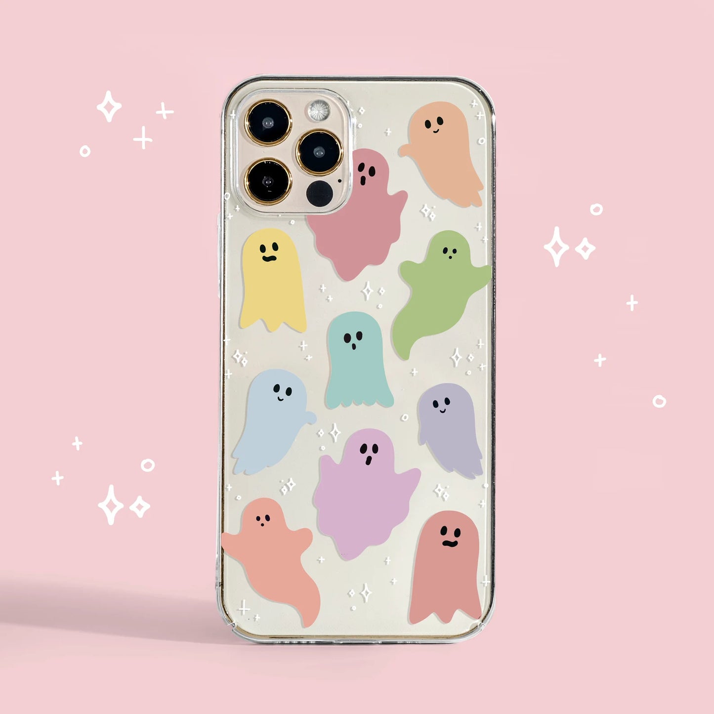 Rainbow Ghosts Clear Phone Case