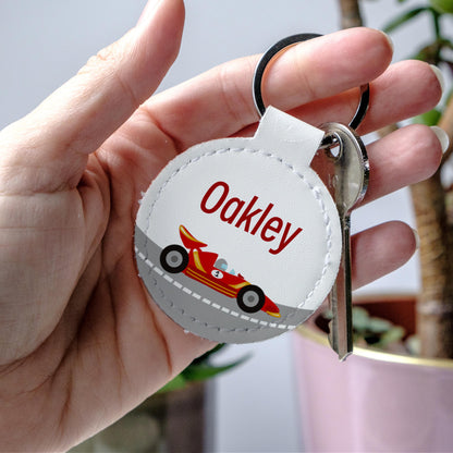 Personalised Racing Car Bag Tag for Kids | School Backpack Name Tag