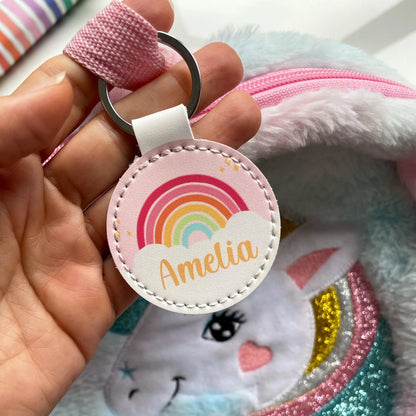 Personalised Rainbow Kids Bag Tag | School Backpack Name Tag