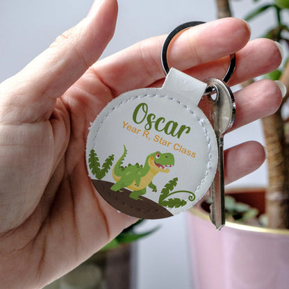 Personalised T-Rex Dinosaur Kids Bag Tag | School Name Tag