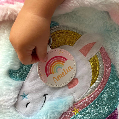 Personalised Rainbow Kids Bag Tag | School Backpack Name Tag