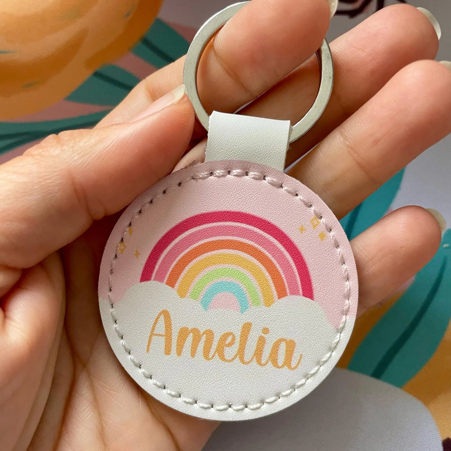 Personalised Rainbow Kids Bag Tag | School Backpack Name Tag
