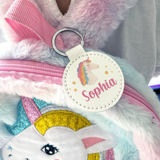 Personalised Unicorn Kids Bag Tag | School Name Tag