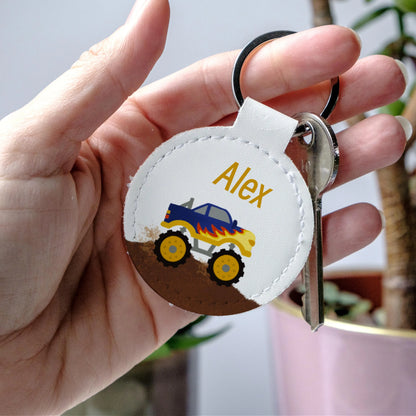 Personalised Monster Truck Bag Tag for Kids | School Backpack Name Tag