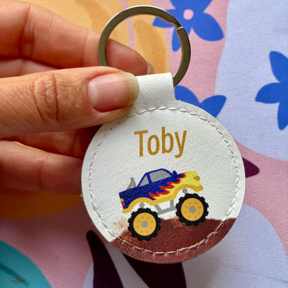Personalised Monster Truck Bag Tag for Kids | School Backpack Name Tag