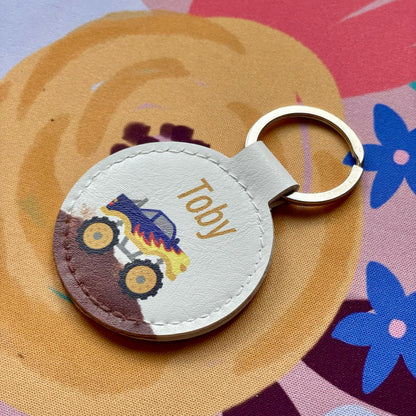 Personalised Monster Truck Bag Tag for Kids | School Backpack Name Tag