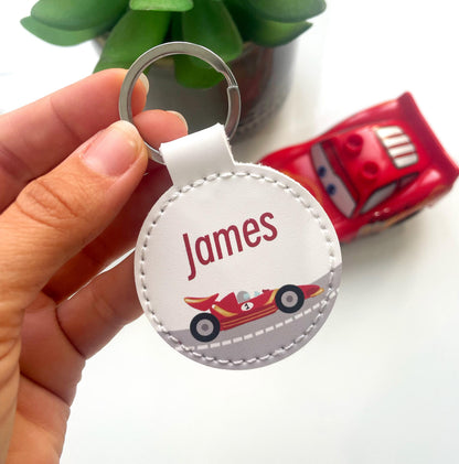 Personalised Racing Car Bag Tag for Kids | School Backpack Name Tag