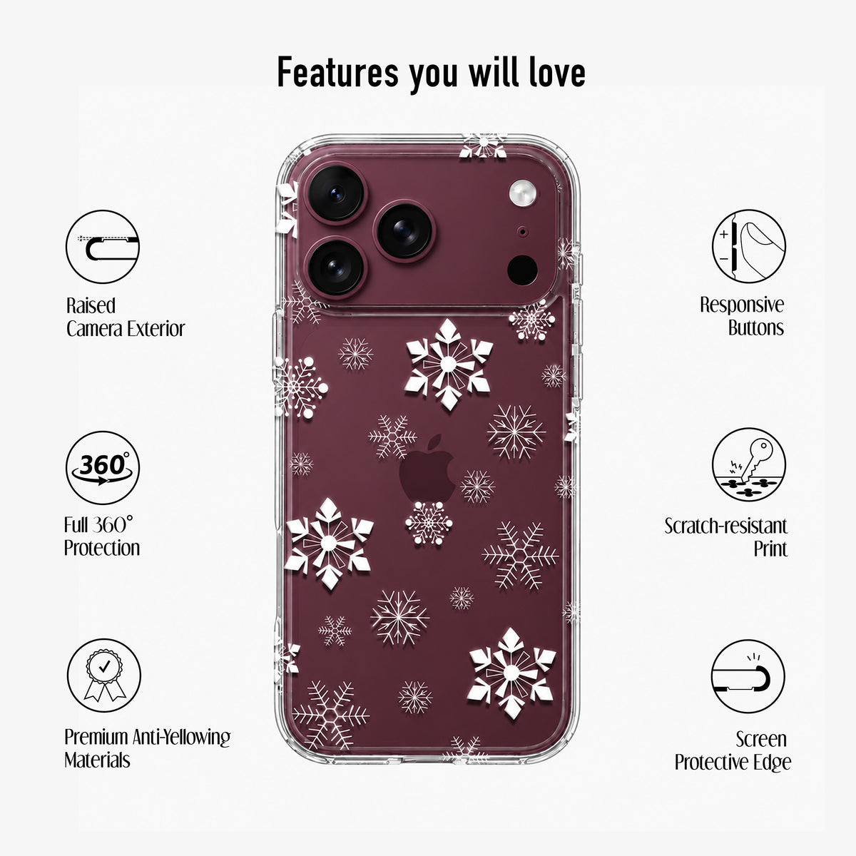 Clear Snowflake Phone Case