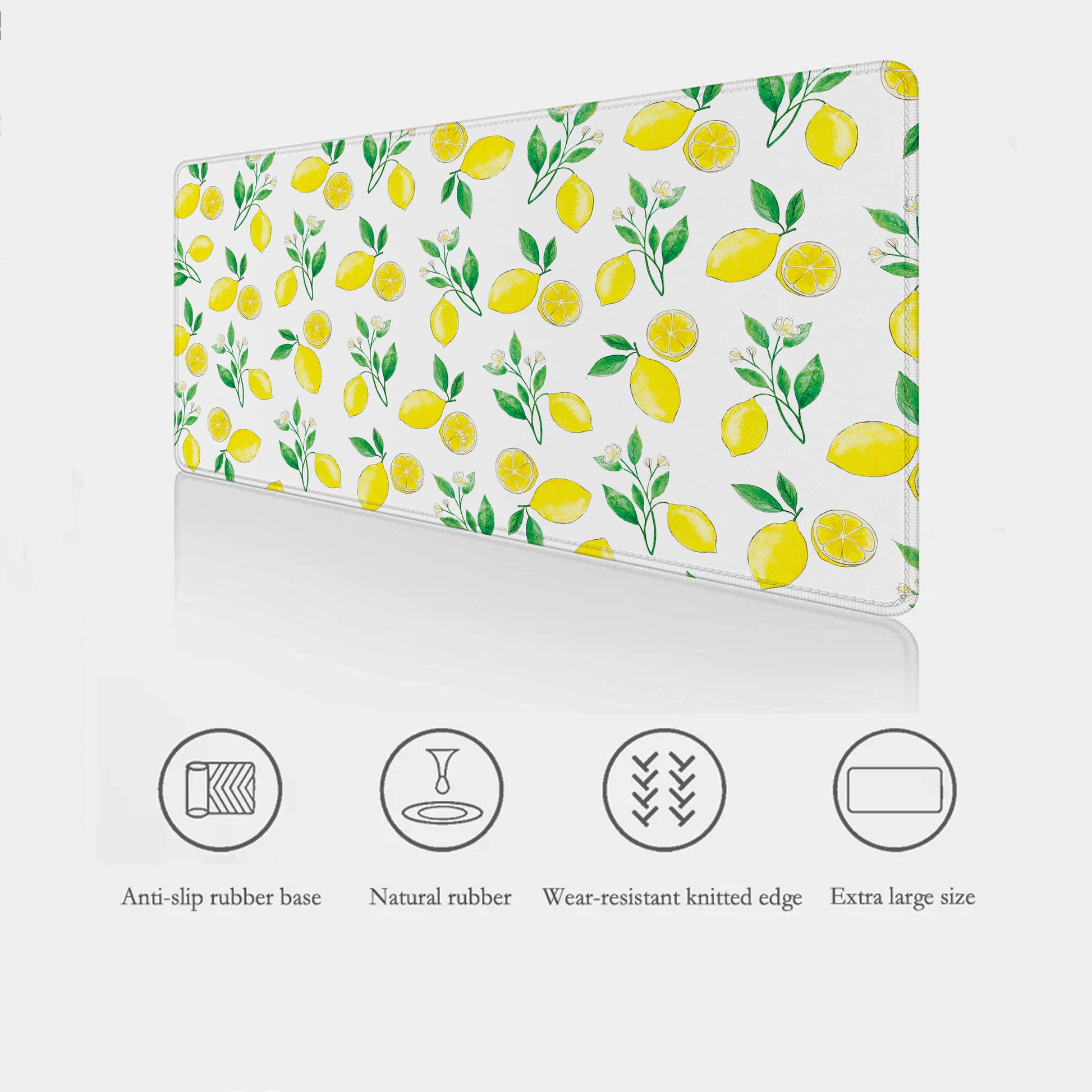 Desk mat with lemon pattern on a white background