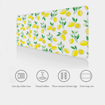 Desk mat with lemon pattern on a white background
