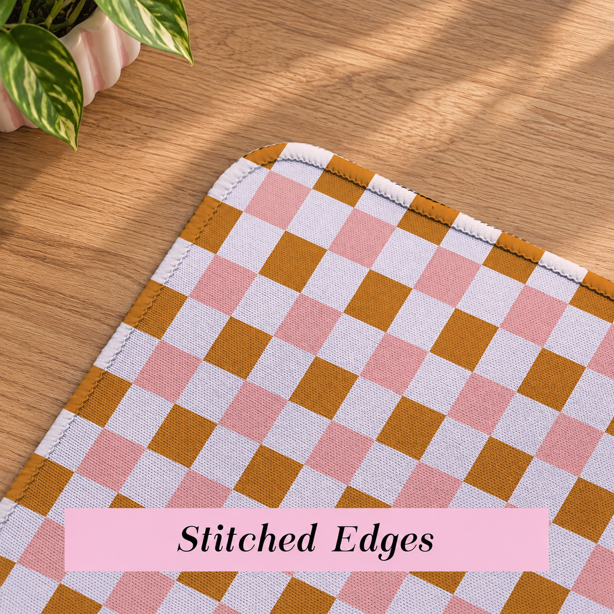Pink and Orange Plaid Desk Mat