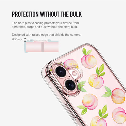 clear phone casew ith soft watercolour peach design howing raised camera edge 