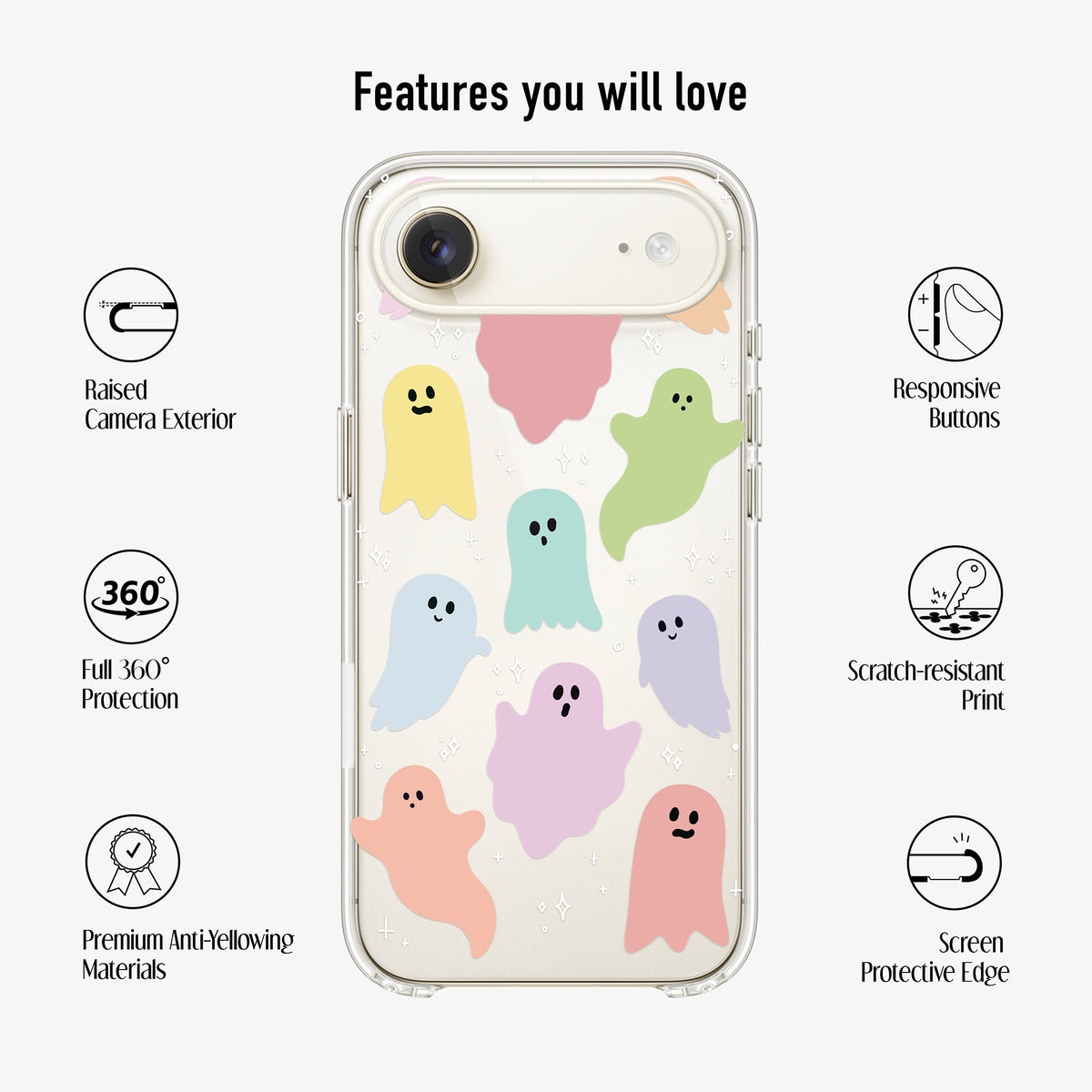 Clear Rainbow Ghost Phone Case