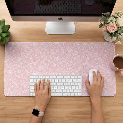 Pink Floral Desk Mat