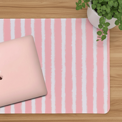 pink stripes desk mat with a laptop for an aesthetc desk setup