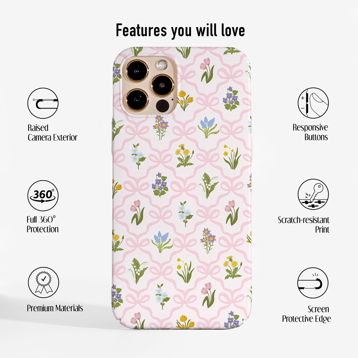 Pink Wild Flowers Phone Case