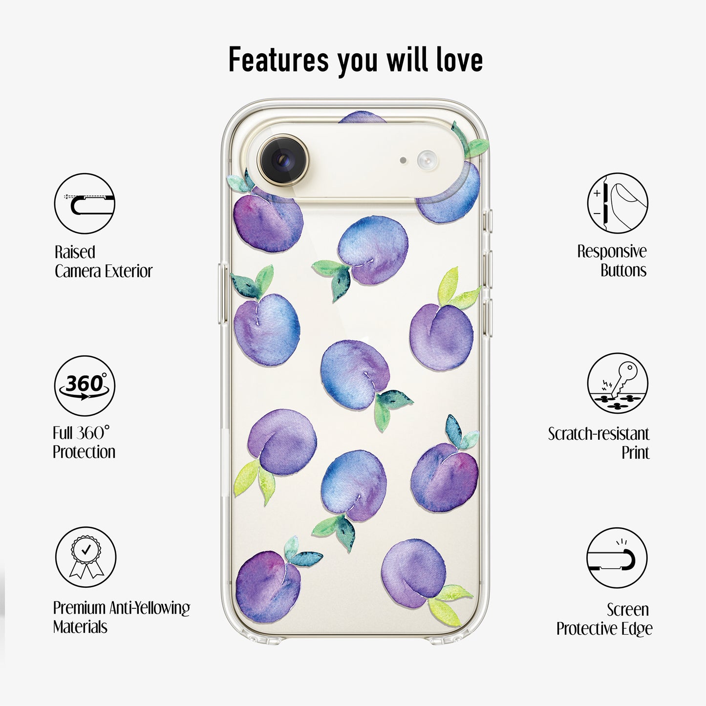 Plums Clear Phone Case