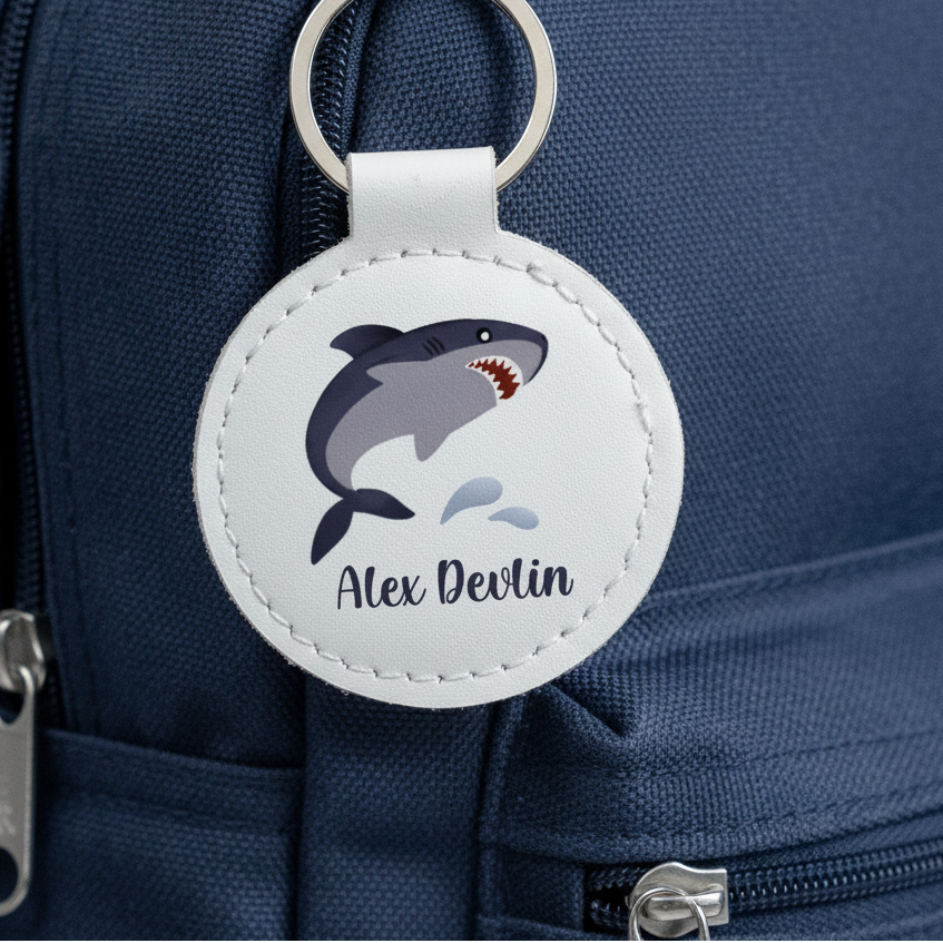 Personalised Shark Kids Bag Tag | School Name Tag