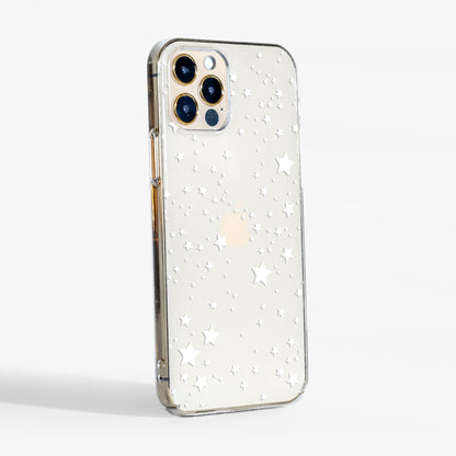 Side view showing slim clear edges of the Stars Case — minimal, protective, and perfectly fitted