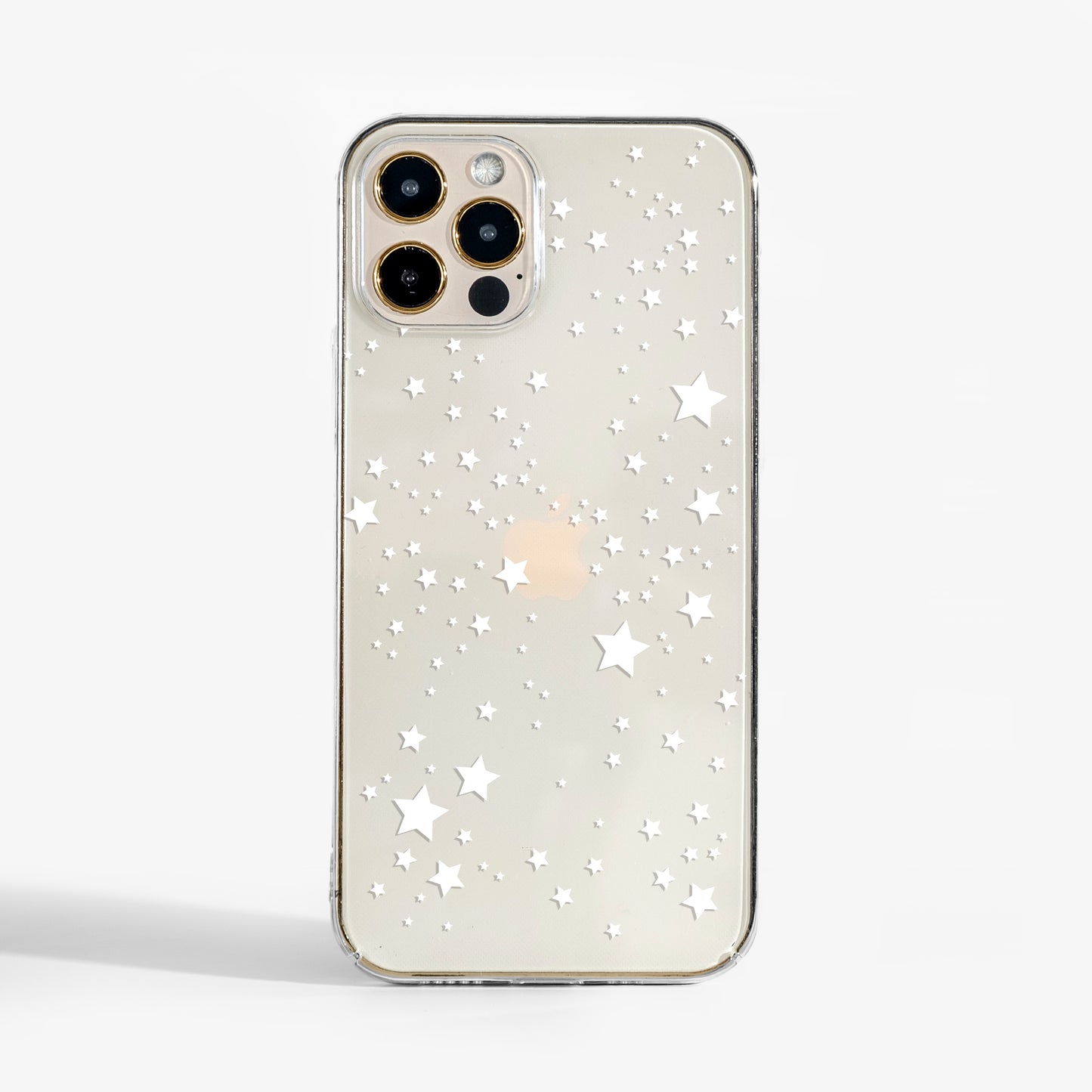 Stylish clear phone case with white star design — a dreamy, protective accessory for your iPhone, Samsung, or Google Pixel. 