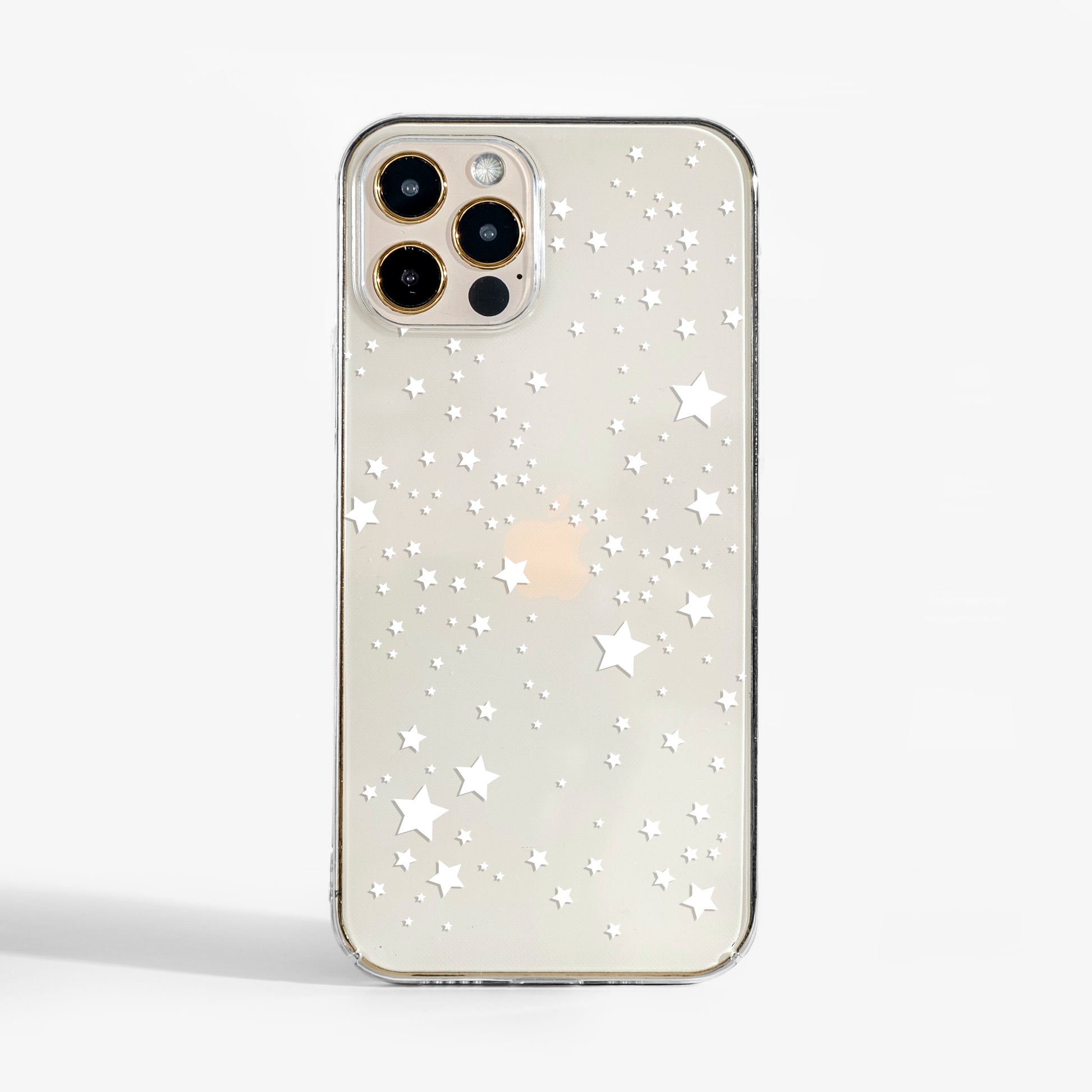 Stylish clear phone case with white star design — a dreamy, protective accessory for your iPhone, Samsung, or Google Pixel. 