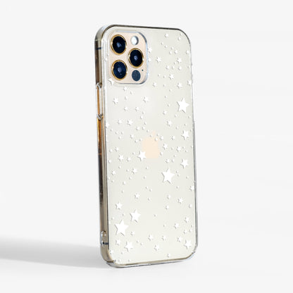 Clear star phone case showing slim clear edges 