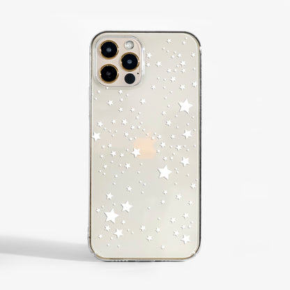 clear phone case with white star design - a dreamy, protective accessory for your iPhone, Samsung, or Google Pixel. 