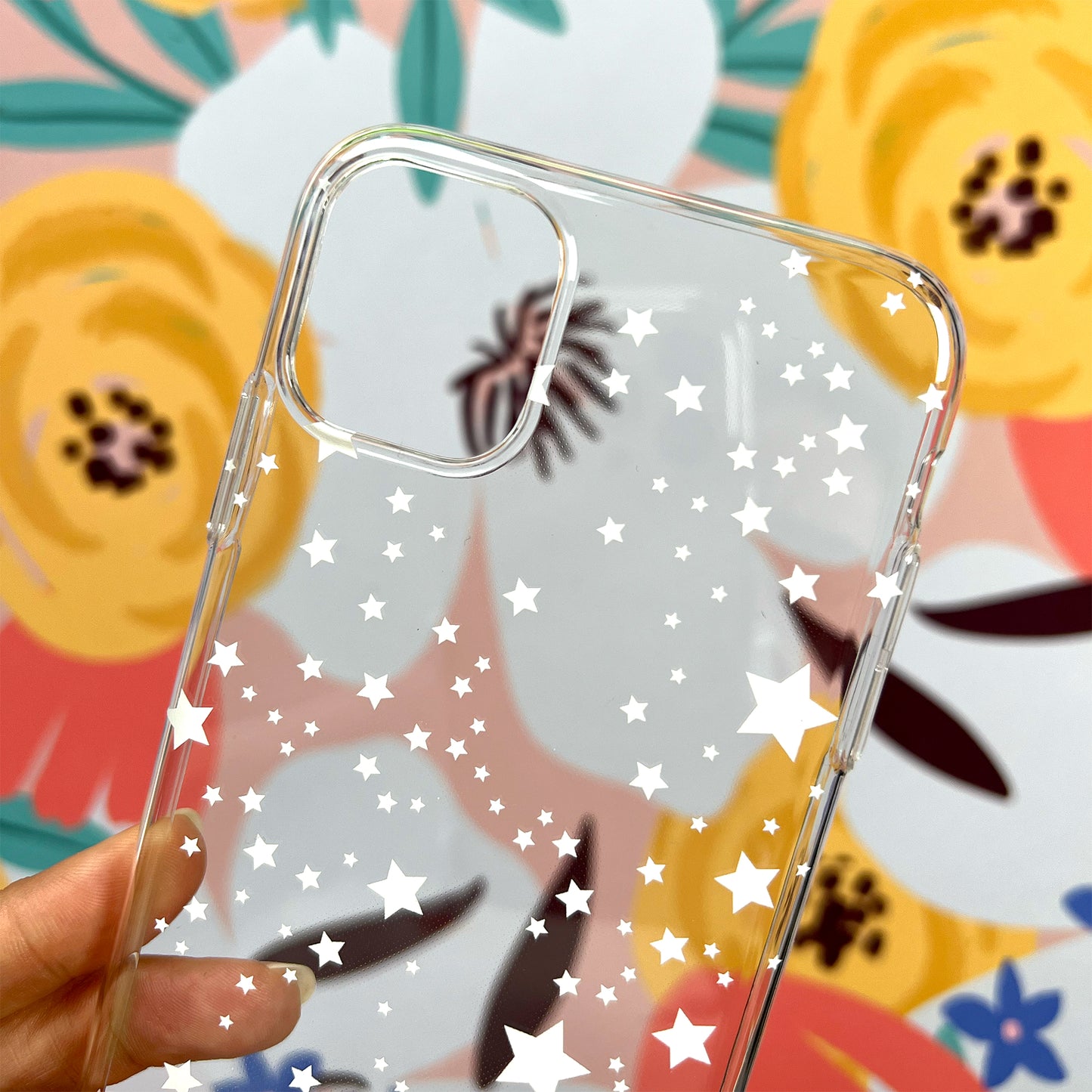 White stars clear phone case 