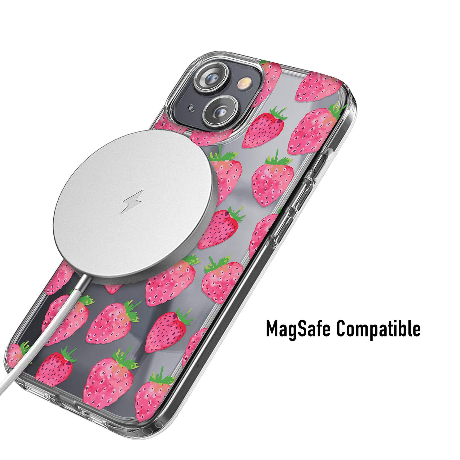 strawberry phone case with magSafe compatibility 