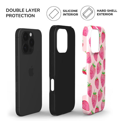 Strawberry Tough Phone Case build with hard glossy shell and soft TPU inner lining for extra protection