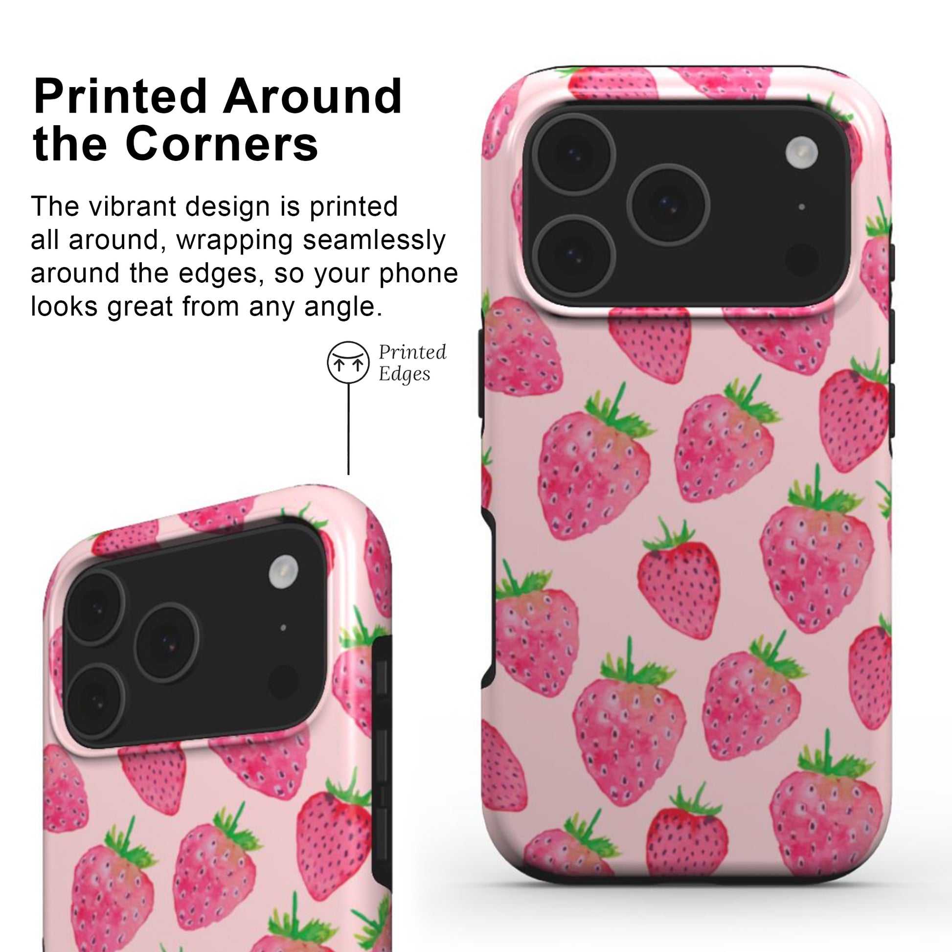 Strawberry Tough Phone Case with edge-to-edge print