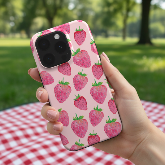 tough Phone case with swatercolour trawberry design