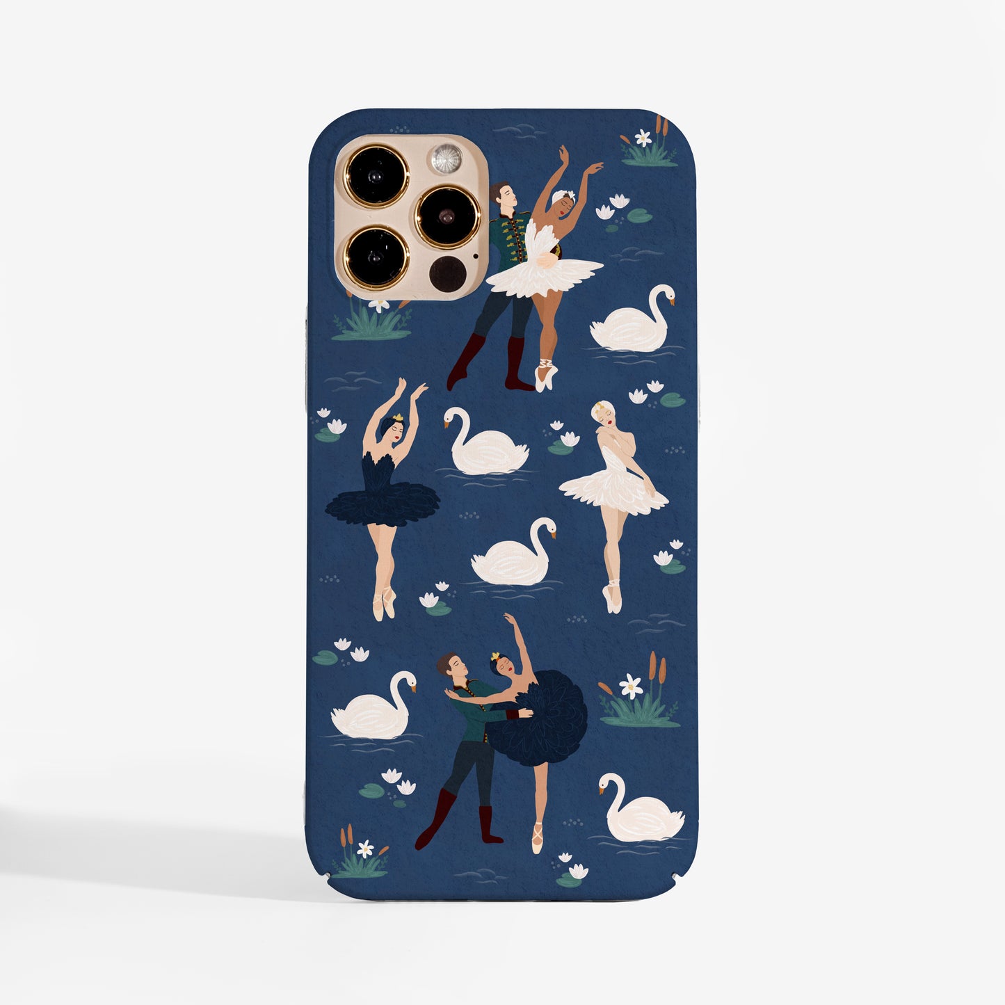 Swan Lake Ballet phone case with elegant watercolour design featuring scenes from the ballet — a stylish and protective phone case with character