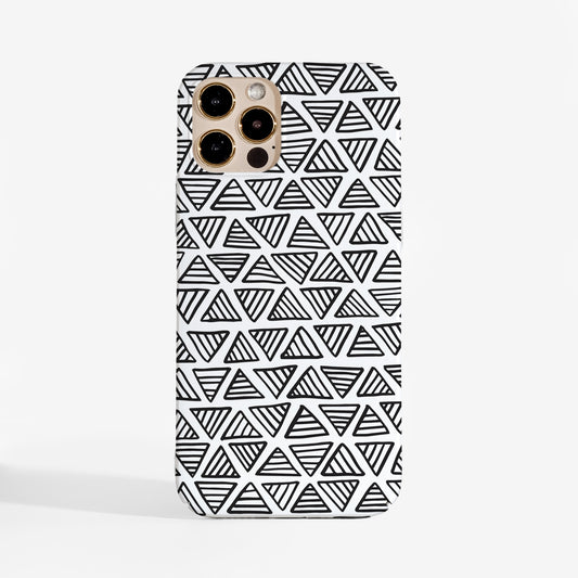 Minimalist Phone case with black geometric pattern on a white background
