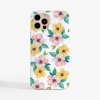 Pretty Phone case with delicate watercolour floral design on a white background, perfect for women who are looking for elegant and protective case