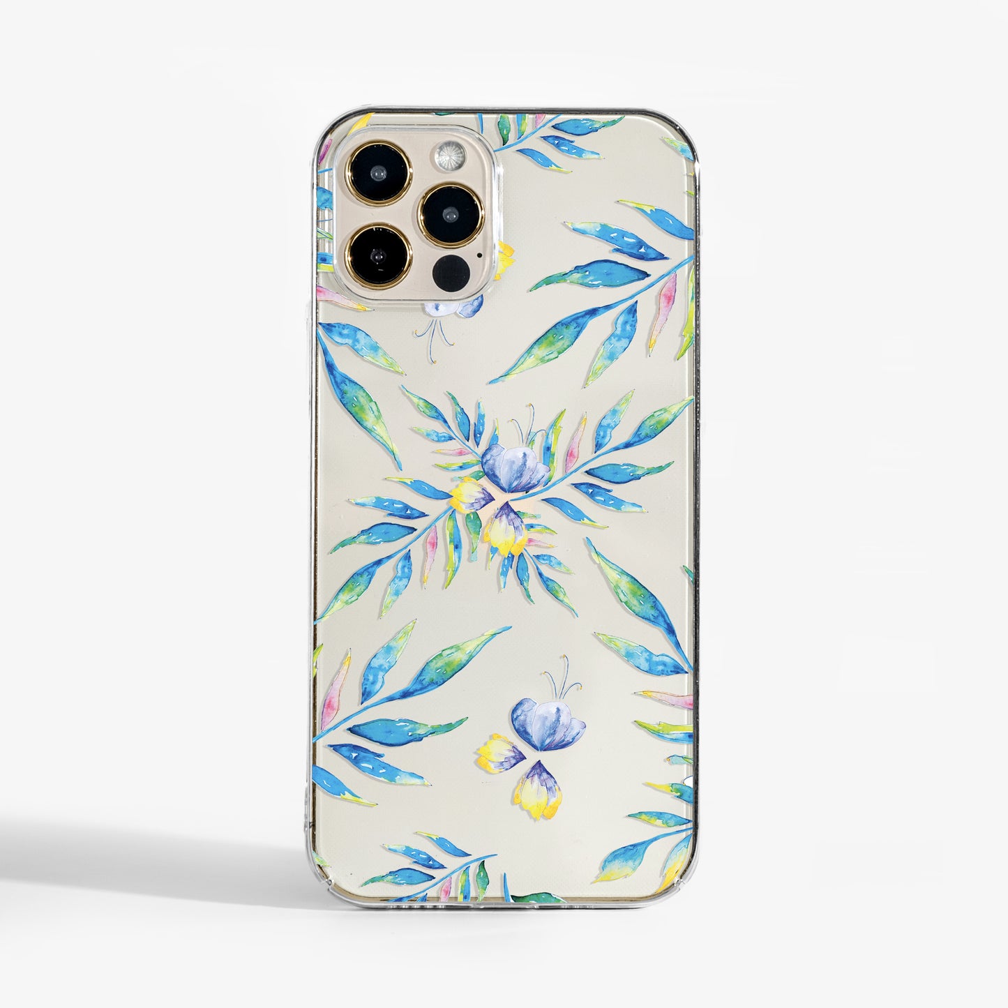 Clear Phone case with colorful floral design 