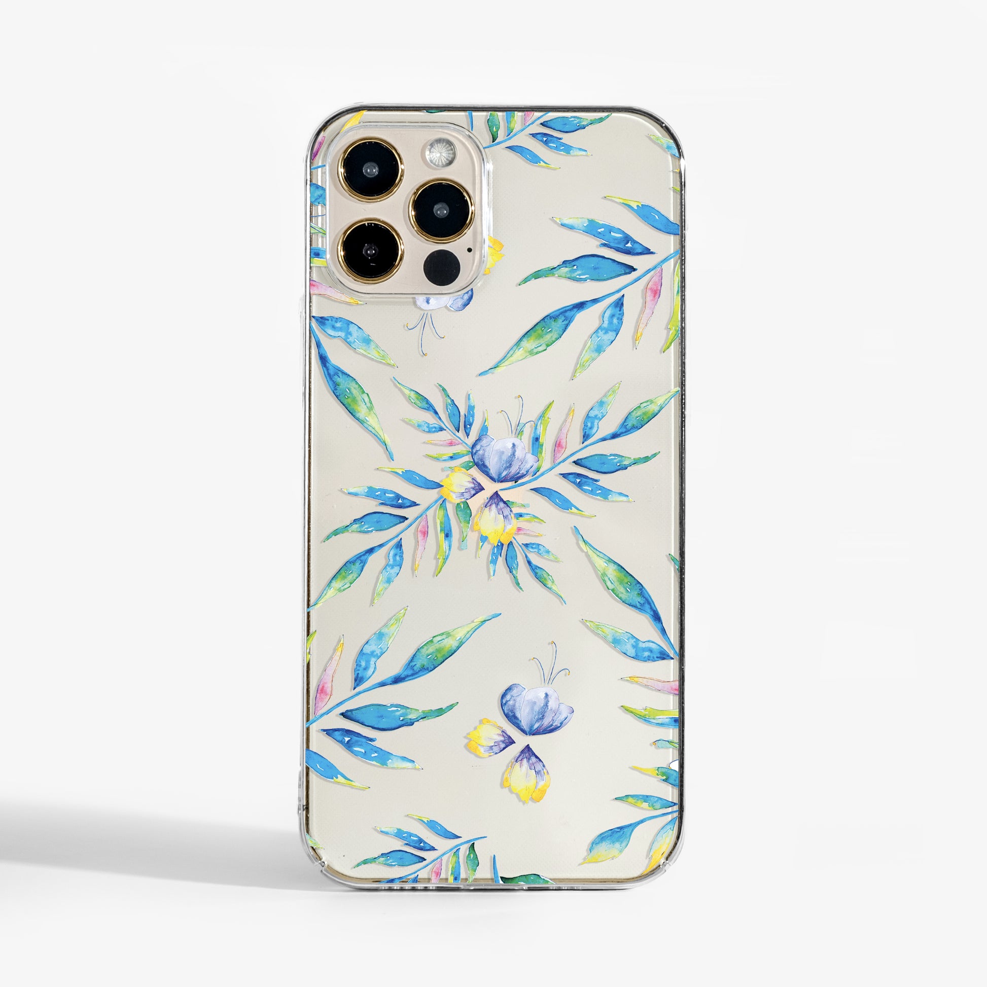 Clear Phone case with colorful floral design 