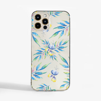 Clear Phone case with colorful floral design 