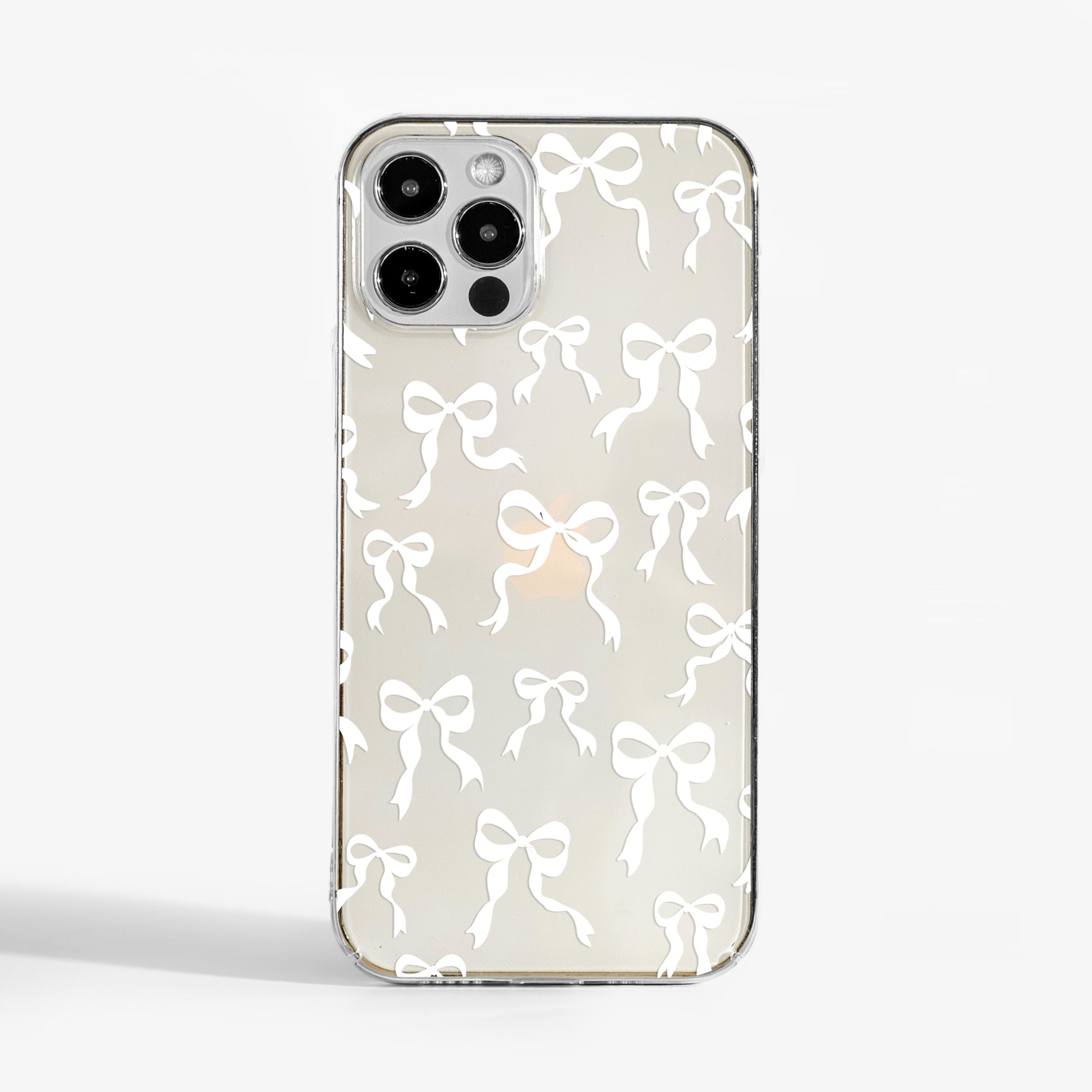 Pretty Phone case with white bows pattern on a clear background