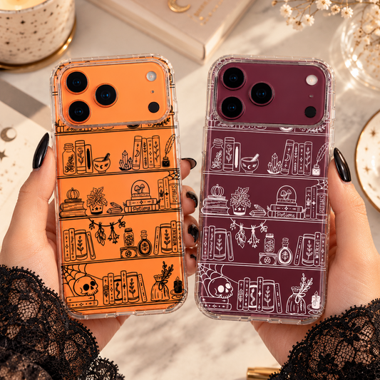 Witchy Bookshelf Clear Phone Case