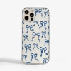 Clear Phone Case with blue ribbon bows, offering protection sand style