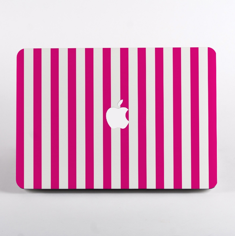 Pretty Pink stripes MacBook Case, offering protection and style